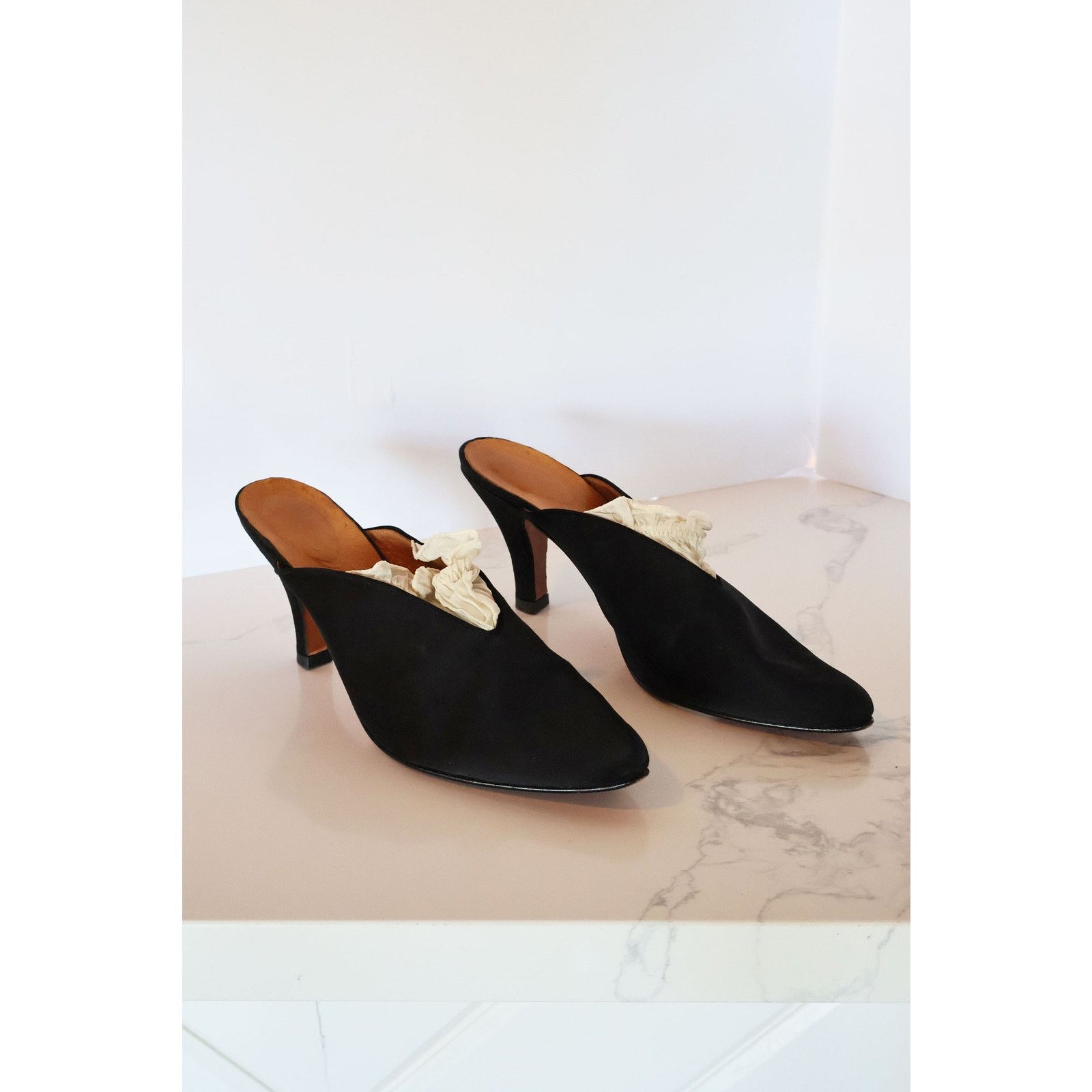Chantal Thomass Vintage CHANTAL THOMASS Black Satin Pump with Interior Sock Size US 11 / IT 41 - 2 Thumbnail
