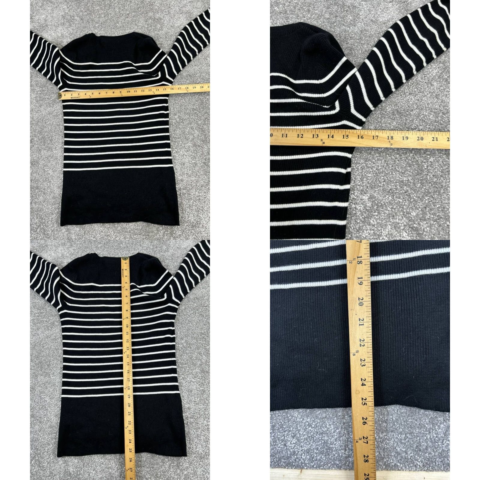 Ralph Lauren Lauren Ralph Lauren Sweater Cardigan Womens S Black White Yellow Knit Striped V-Neck Long Sleeve Cotton Casual Regular Vintage No (note: avoid N/A). Size S / US 4 / IT 40 - 8 Thumbnail