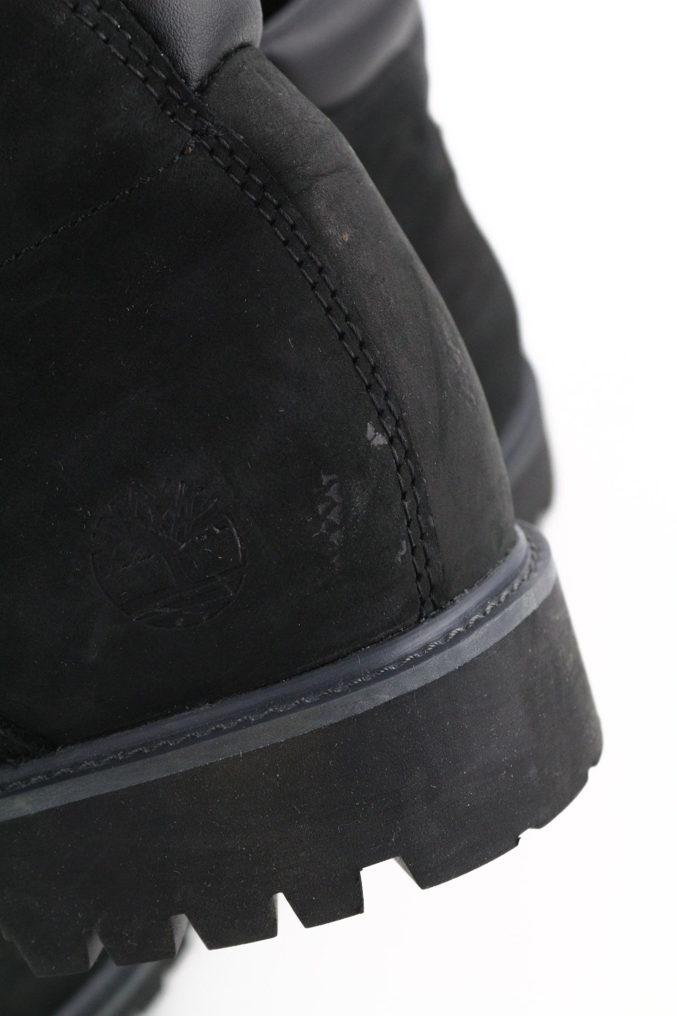 6939R UK7.5 Leather Black Round Toe High Top Boots 79933