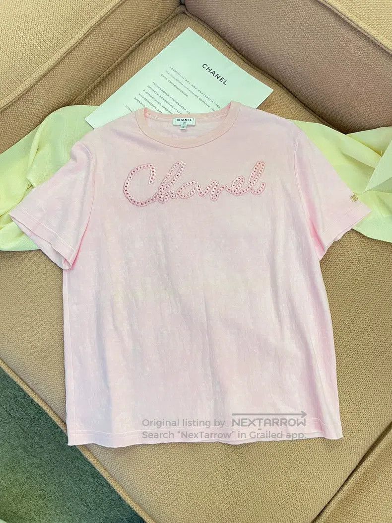 Chanel Chanel Pink hollow letter logo short sleeves Size XXS / US 00 / IT 34 - 1 Thumbnail