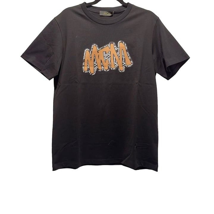 image of MCM Printed Mono Logo Black T Shirt Xl, Men's