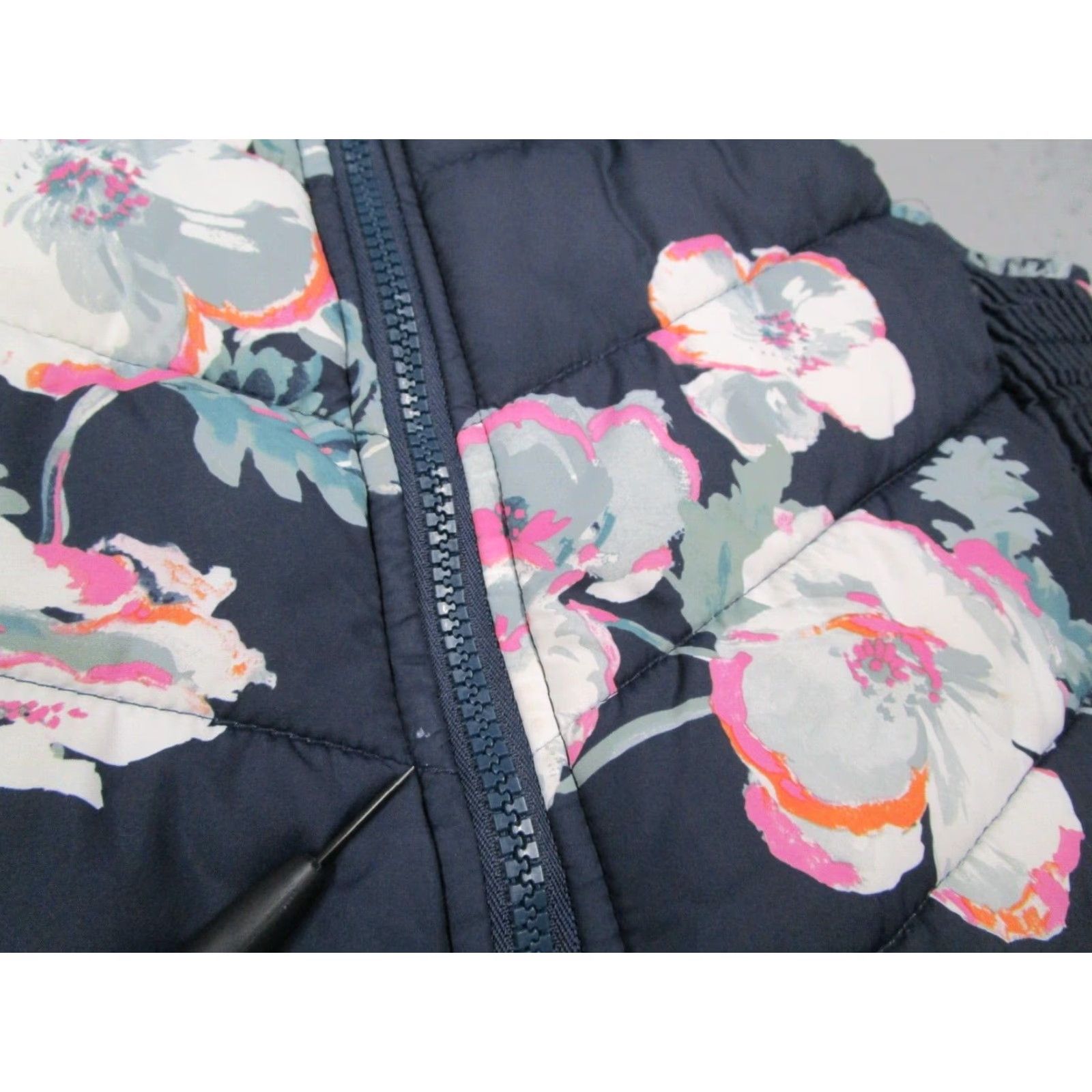 Vintage Joules Vest Women 6 Blue Floral High Groove Print Full Zip Puffer Sleeveless Size M / US 6-8 / IT 42-44 - 7 Thumbnail