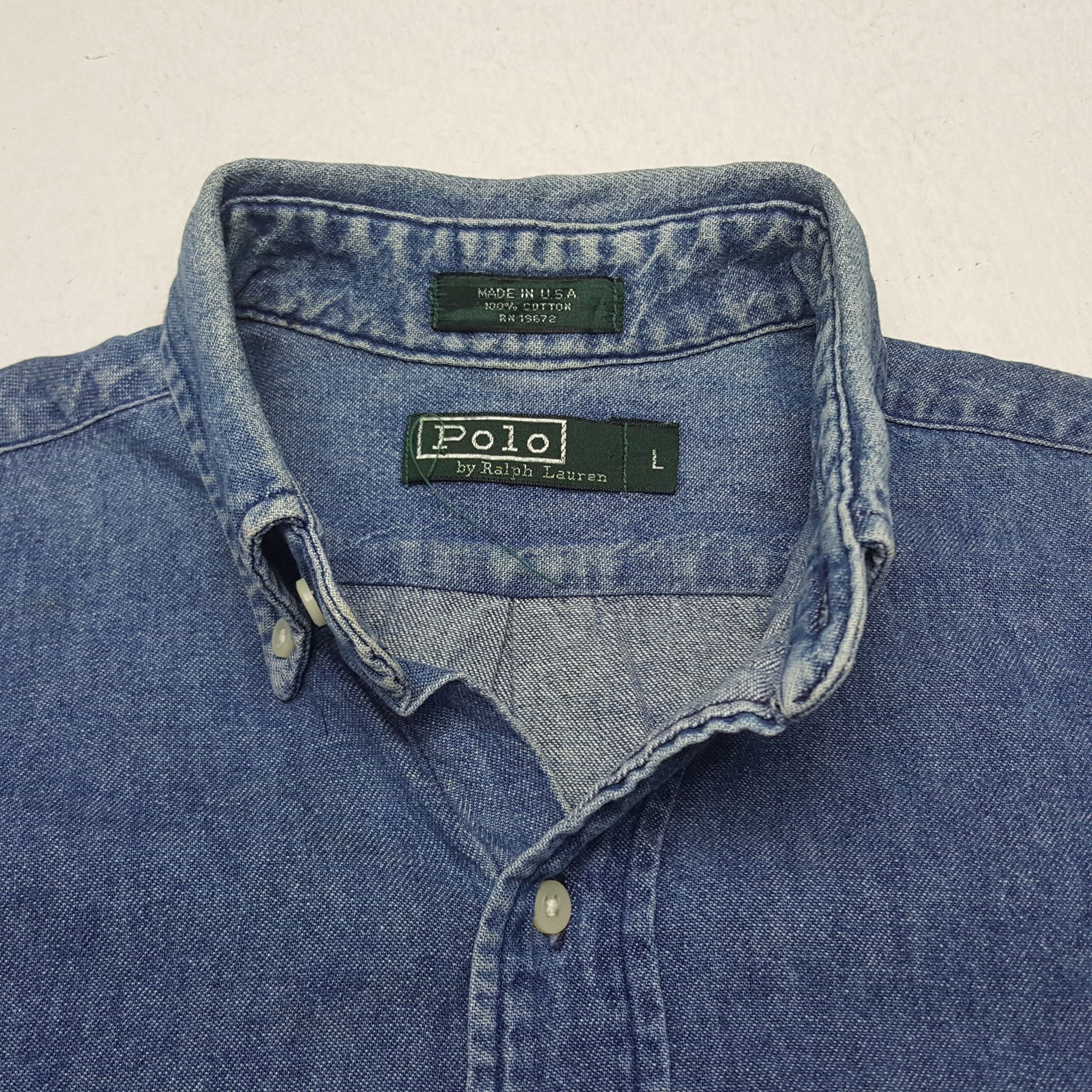 Designer × Polo Ralph Lauren × Vintage Vintage Polo Ralph Lauren American Denim Shirt Button Up Size US M / EU 48-50 / 2 - 4 Thumbnail