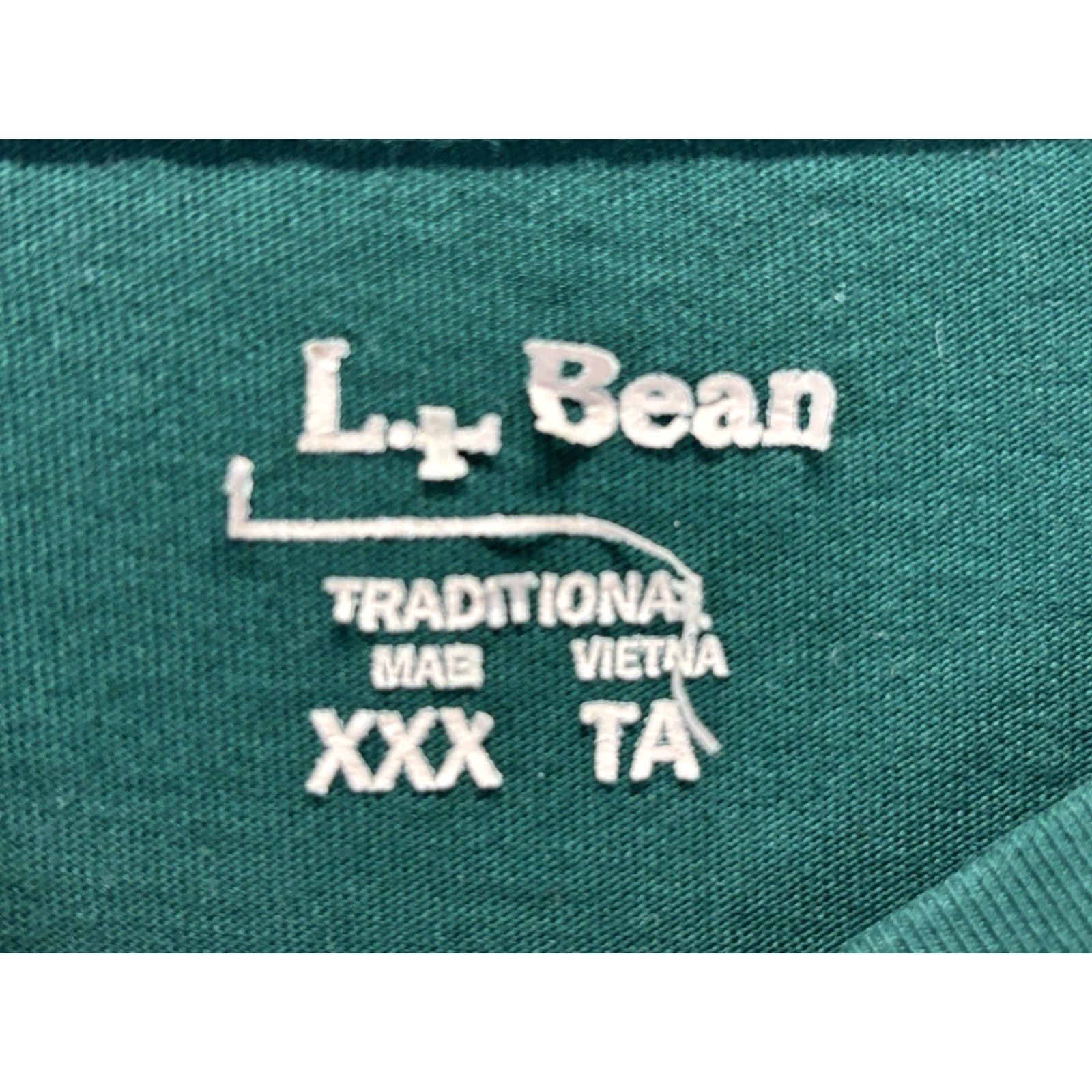 Vintage L.L. Bean Long Sleeve Cotton T-Shirt Sz 3XLT Men's Dark Green Big & Tall Crew Neck Size US XXL / EU 58 / 5 - 4 Thumbnail