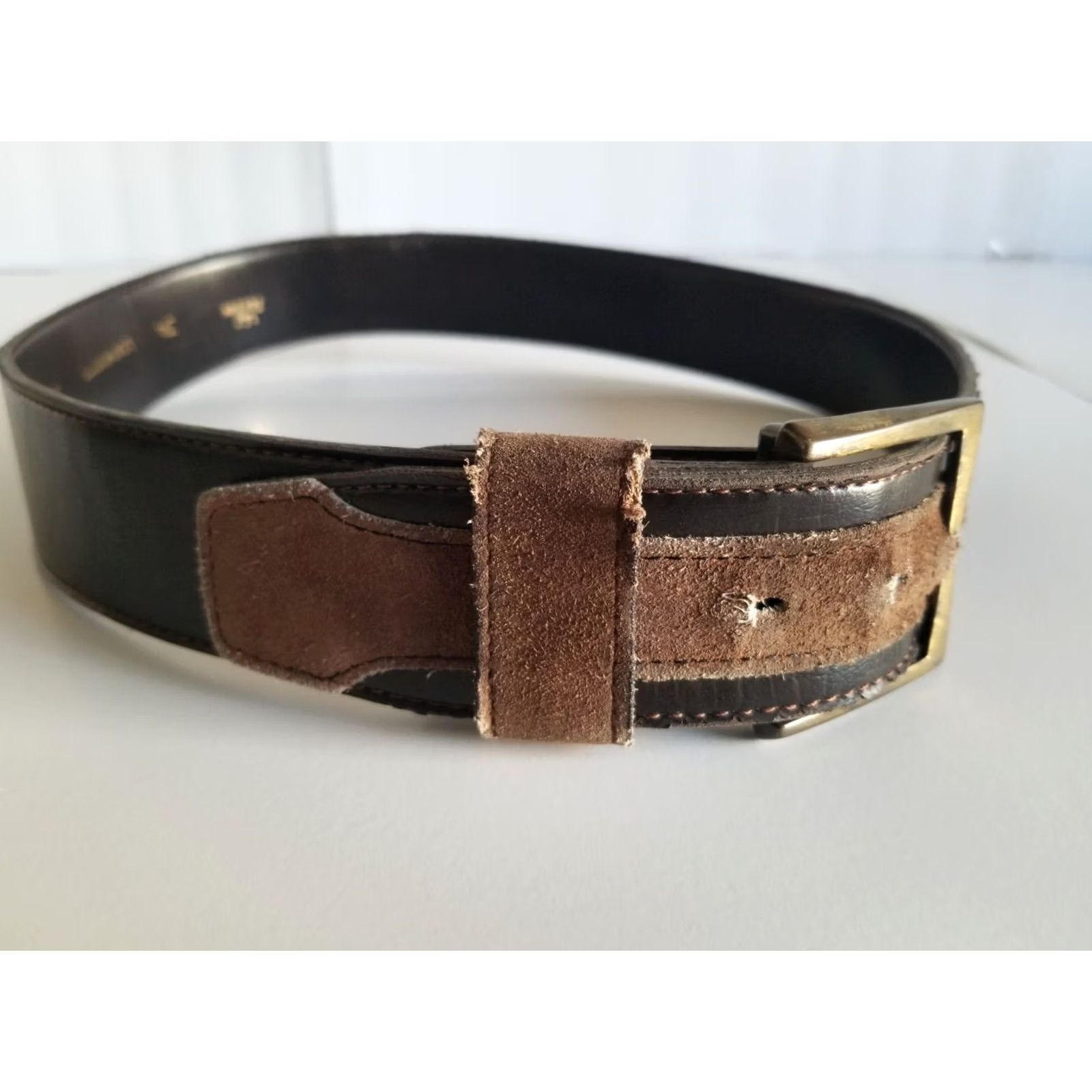 Vintage Tex Tan Belt Men's Size 34 Brown Leather Gold Size 34 - 2 Thumbnail