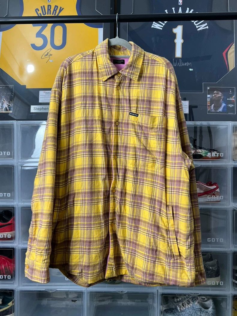 Balenciaga Balenciaga Yellow pink plaid shirt coat Size US L / EU 52-54 / 3 - 1 Thumbnail