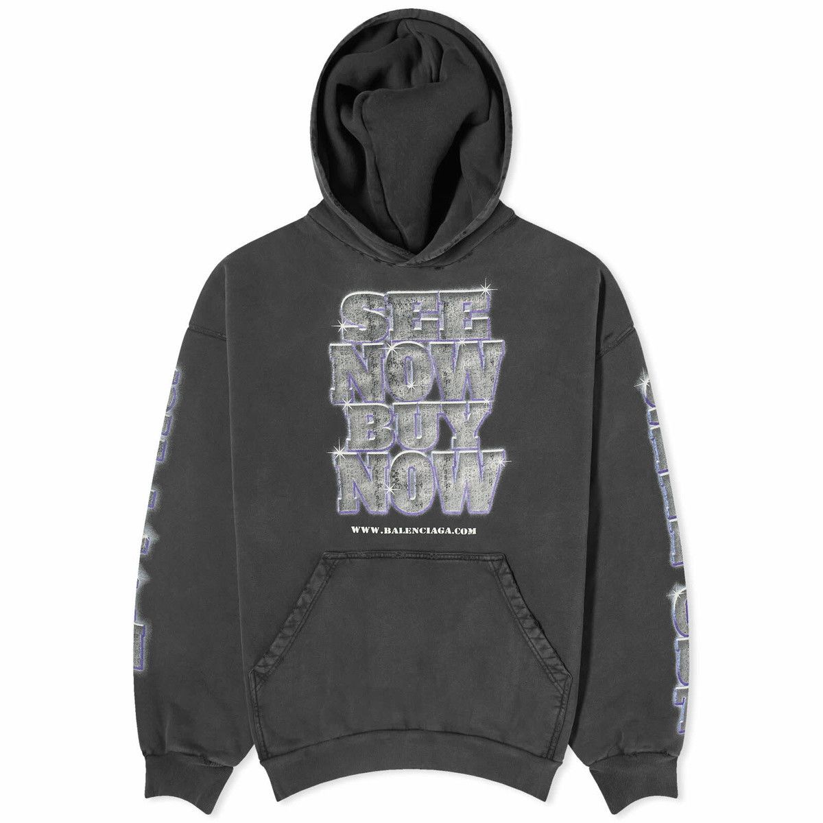 Balenciaga SEE NOW BUY NOW Hoodie in Washed Black Size US XL / EU 56 / 4 - 1 Thumbnail