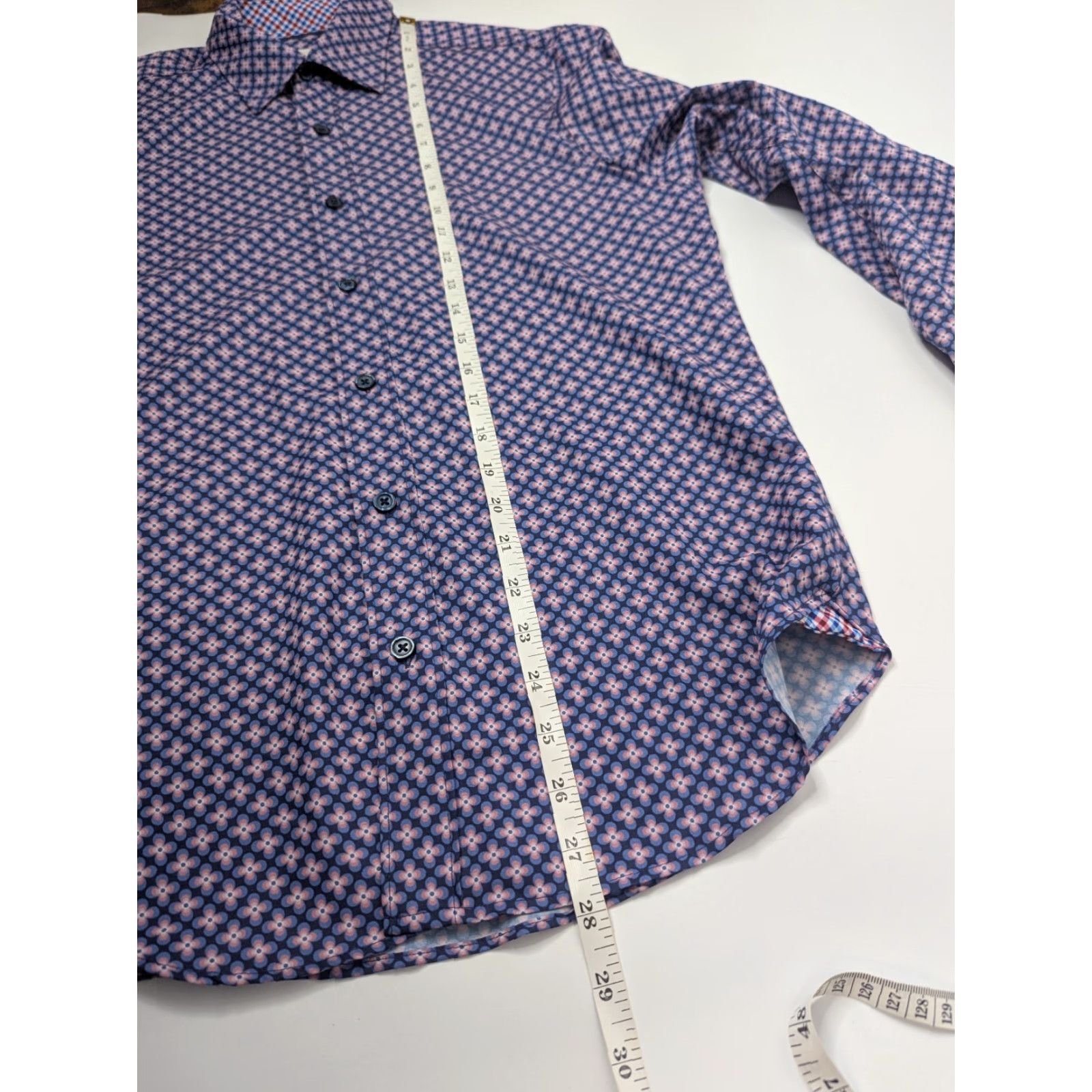 Vintage Con.struct Shirt Slim Fit Purple Floral 4 Way Stretch Flip Cuffs L/S Size Small Size US S / EU 44-46 / 1 - 6 Thumbnail
