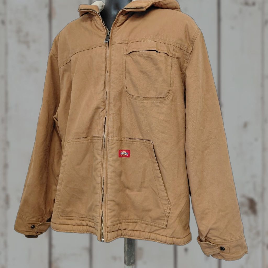 Dickies Dickies Jacket Men's XXL TALL Khaki Canvas Sherpa Lined Workwear Brown Read measurements in pics Read Size US XXL / EU 58 / 5 - 1 Thumbnail