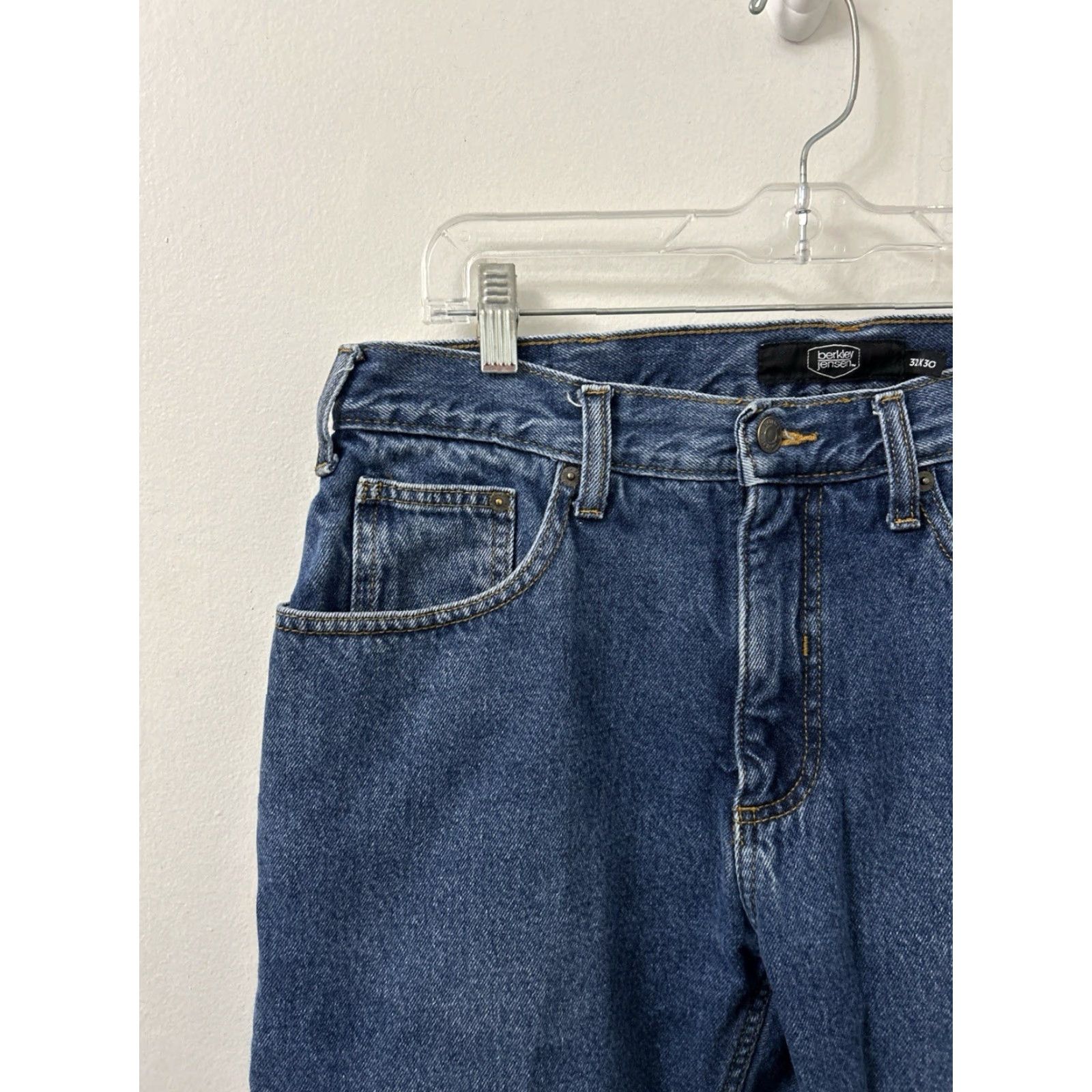 Denime Berkley Jensen Jeans Mens 32x30 Blue Wash Flannel Lined Straight Denim Quality Comfort Winter Fall Size US 32 / EU 48 - 4 Thumbnail