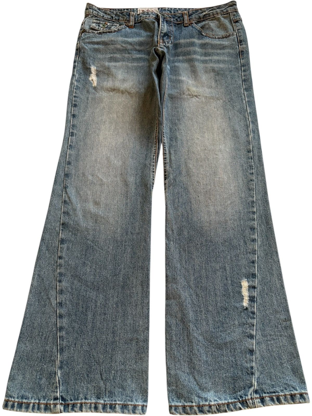 Japanese Brand × Tornado Mart Vintage Japanese Brand Mud Wash Distressed Ripped Flare Jean Size US 32 / EU 48 - 1 Thumbnail