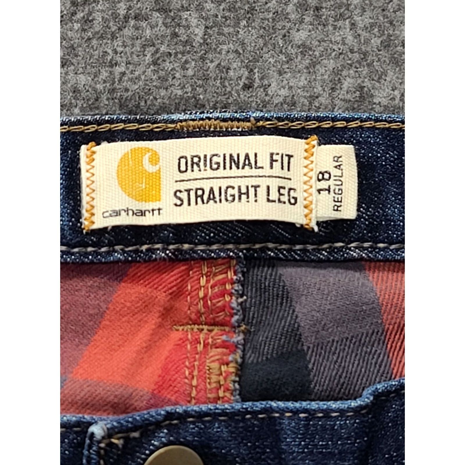 Carhartt VINTAGE Carhartt Jeans Womens 18 36x31 Regular Fit Straight Denim Blue Lined Button Zip Rise Mid 8.5-10.5 Size 40" / US 18 - 2 Thumbnail