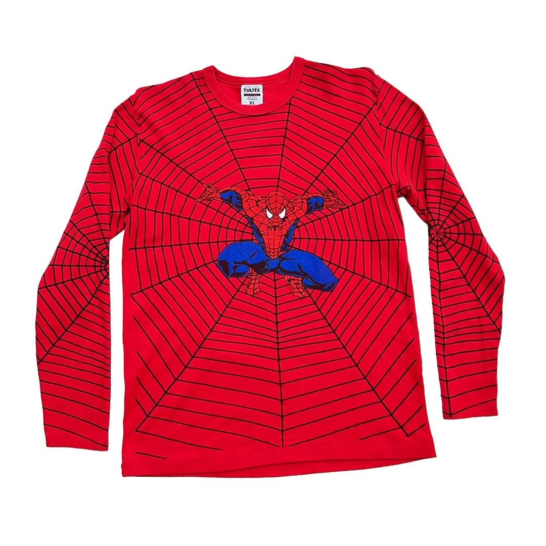 Marvel Comics Spiderman 90s AOP Vtg Marvel Comics Tultex L/S USA T-Shirt Size US XL / EU 56 / 4 - 1 Thumbnail