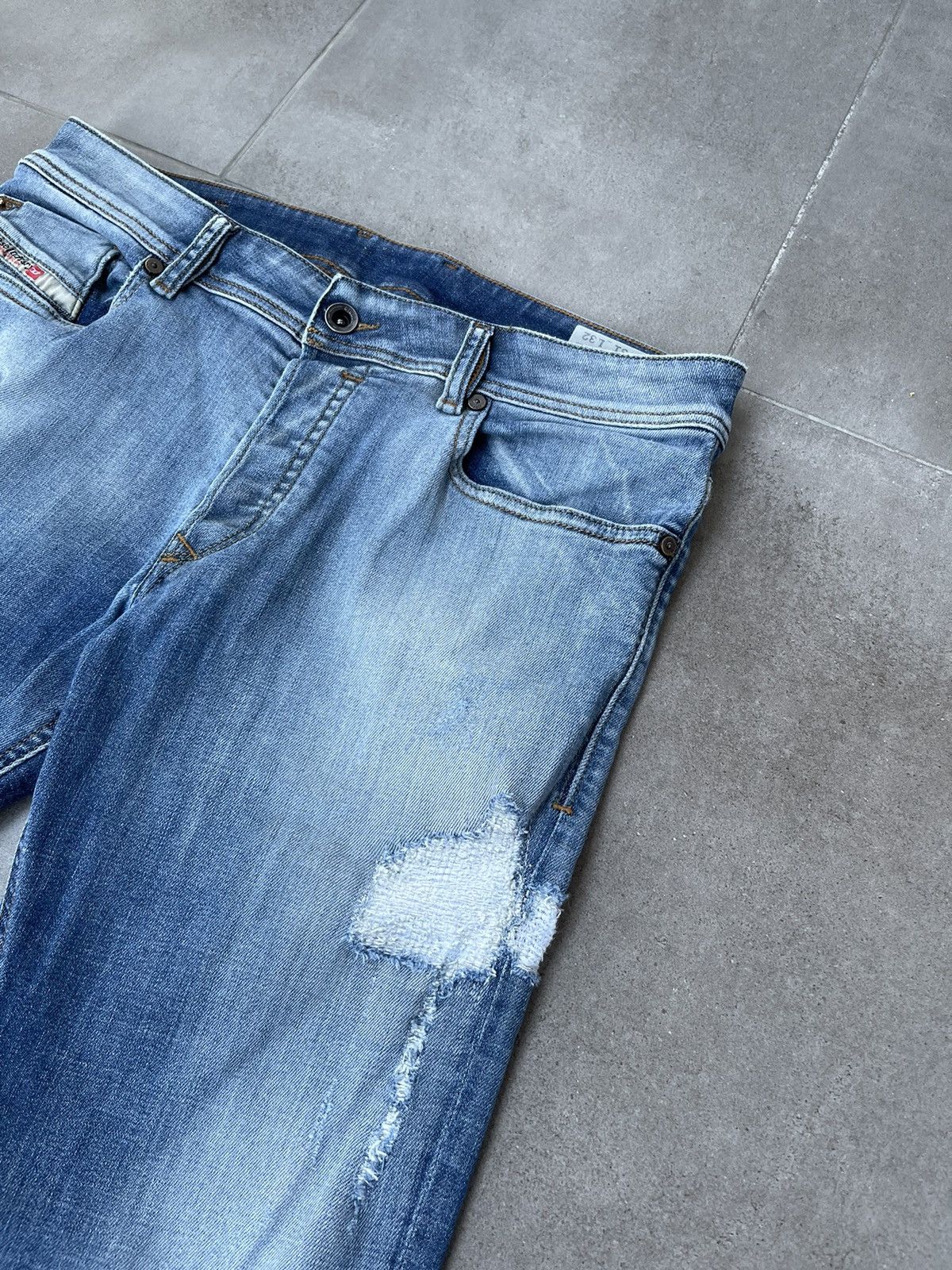 Diesel Diesel SLEENKER Distressed Multi Indigo Denim Pants Size US 31 - 12 Thumbnail