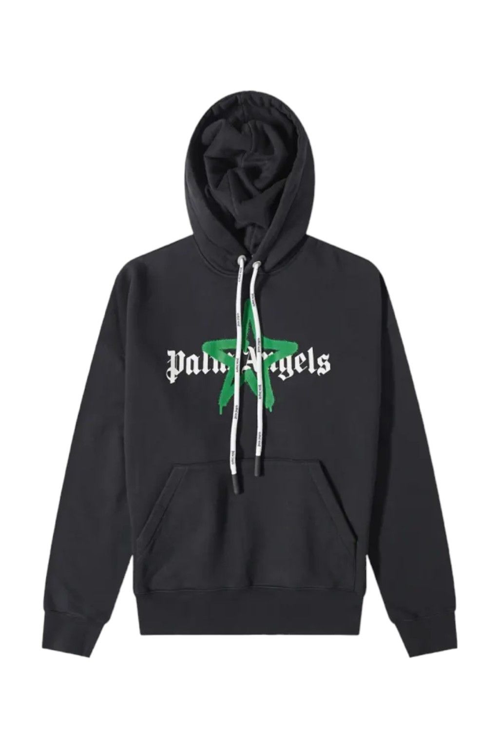 Image of Palm Angels Star Sprayed Logo Hoodie Black/green in Black Green, Men's (Size 2XL)