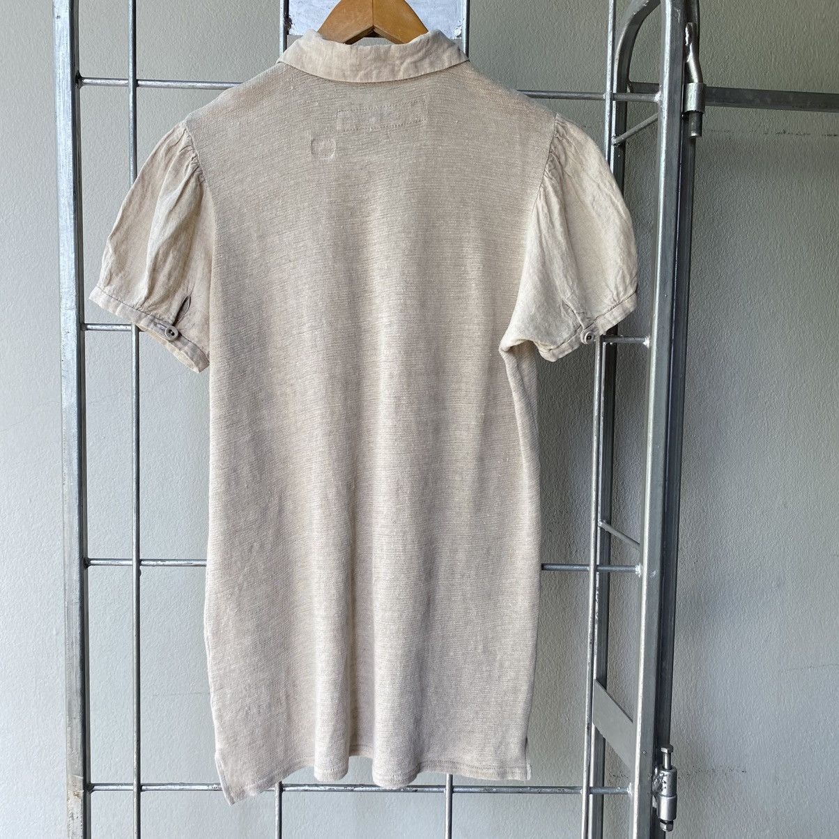 Kapital KAPITAL Beige Puff Sleeve Polo Top Size S / US 4 / IT 40 - 2 Thumbnail