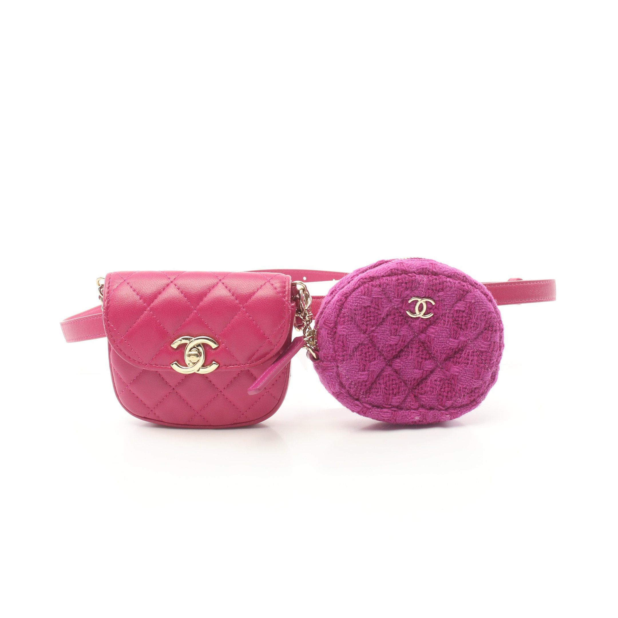 image of Chanel Matelasse Body Bag Waist Bag Lambskin Pink Purple Gold Hardware Vintage, Women's