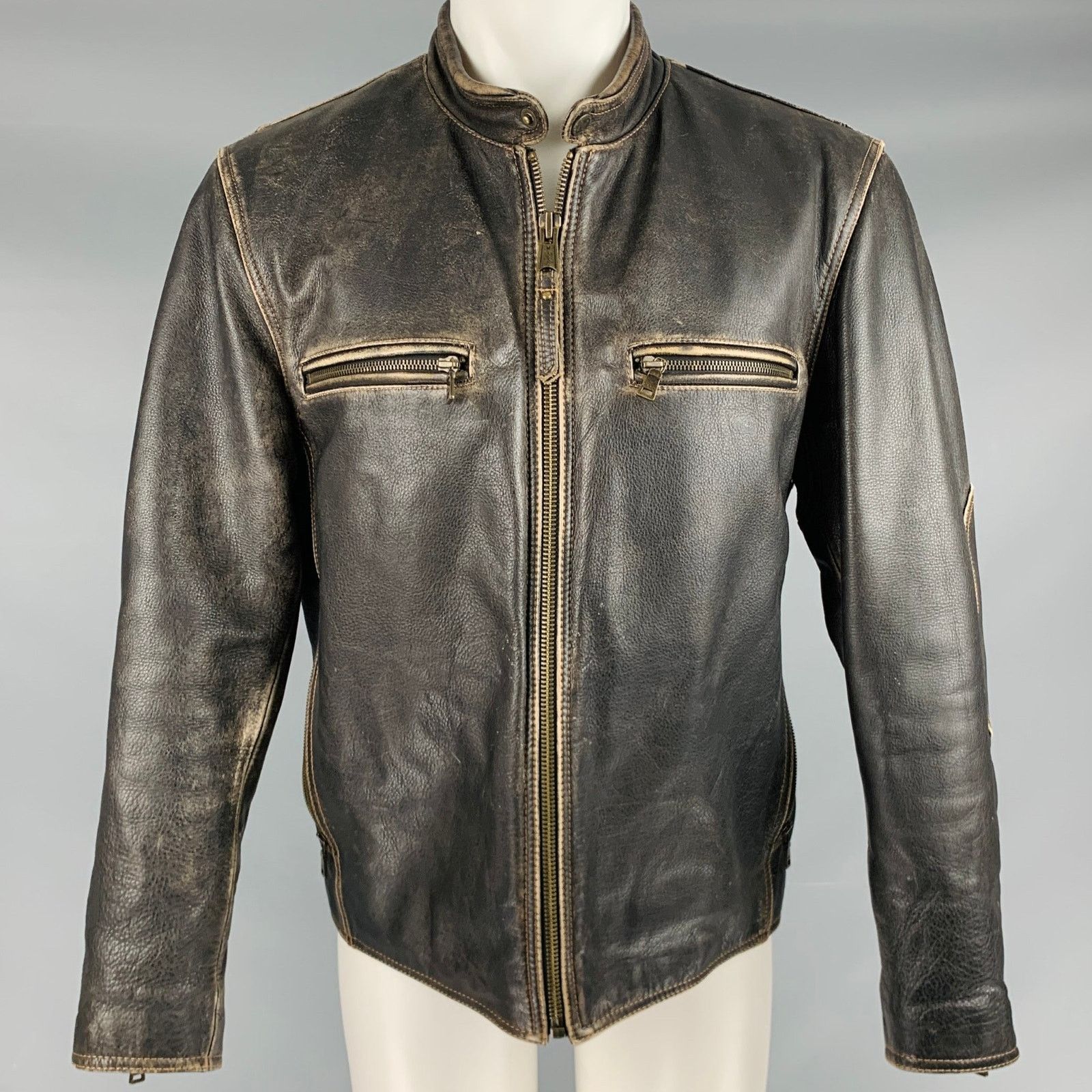 Andrew Marc ANDREW MARC Size M Brown Distressed Leather Zip Up Jacket Size US M / EU 48-50 / 2 - 1 Thumbnail