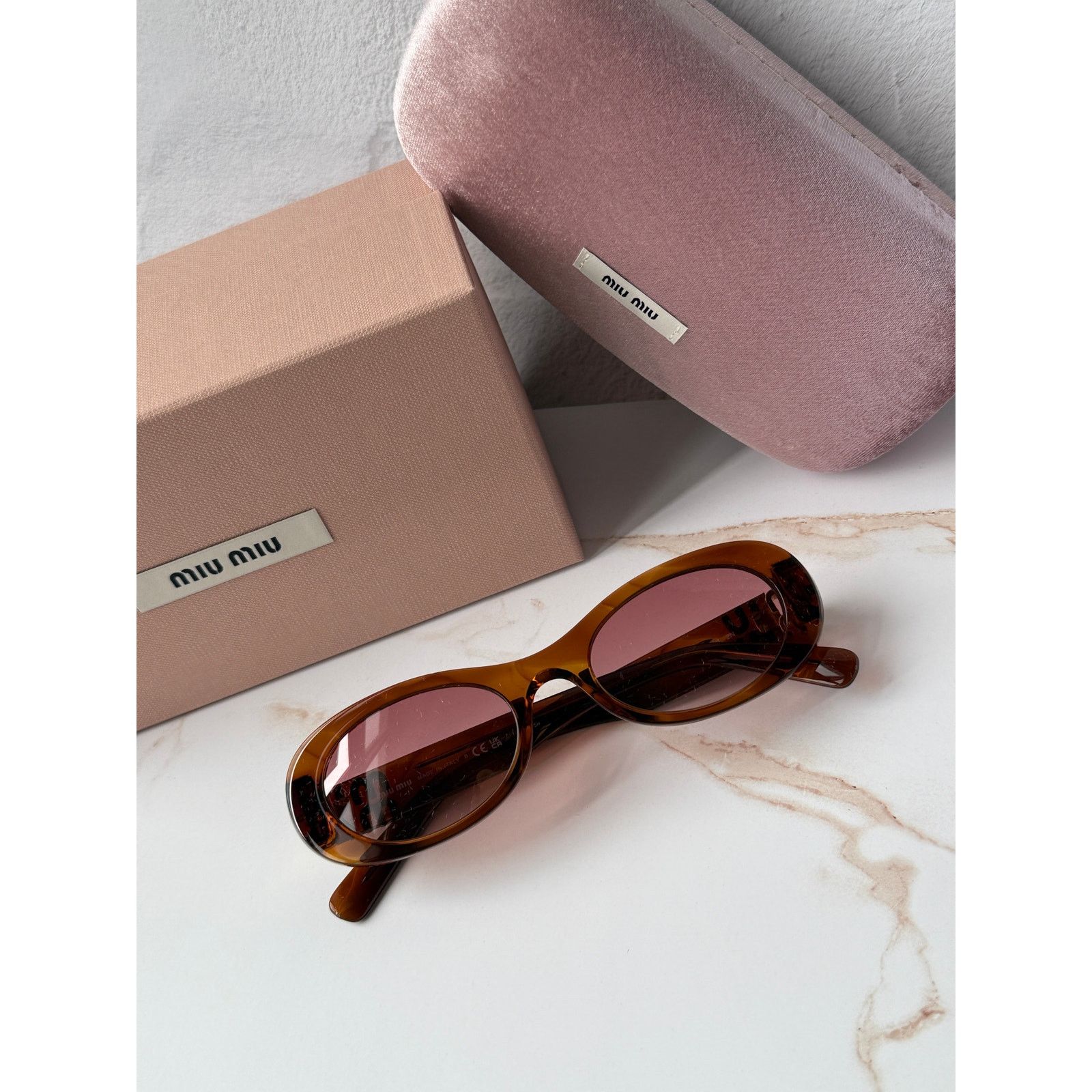 Miu Miu NEW Miu Miu MU06ZS Brown Oval Sunglasses Size ONE SIZE - 2 Thumbnail