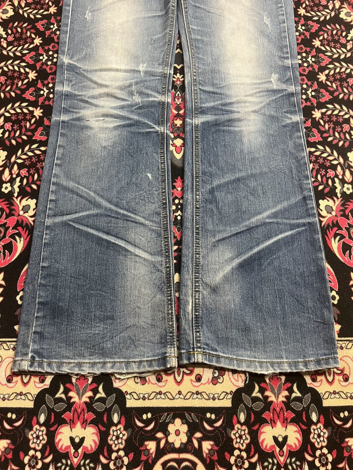 Tornado Mart ⚡️Flare⚡️Vintage Japanese Brand Ruby Denim Whisker Blue Jeans Size US 32 / EU 48 - 8 Thumbnail