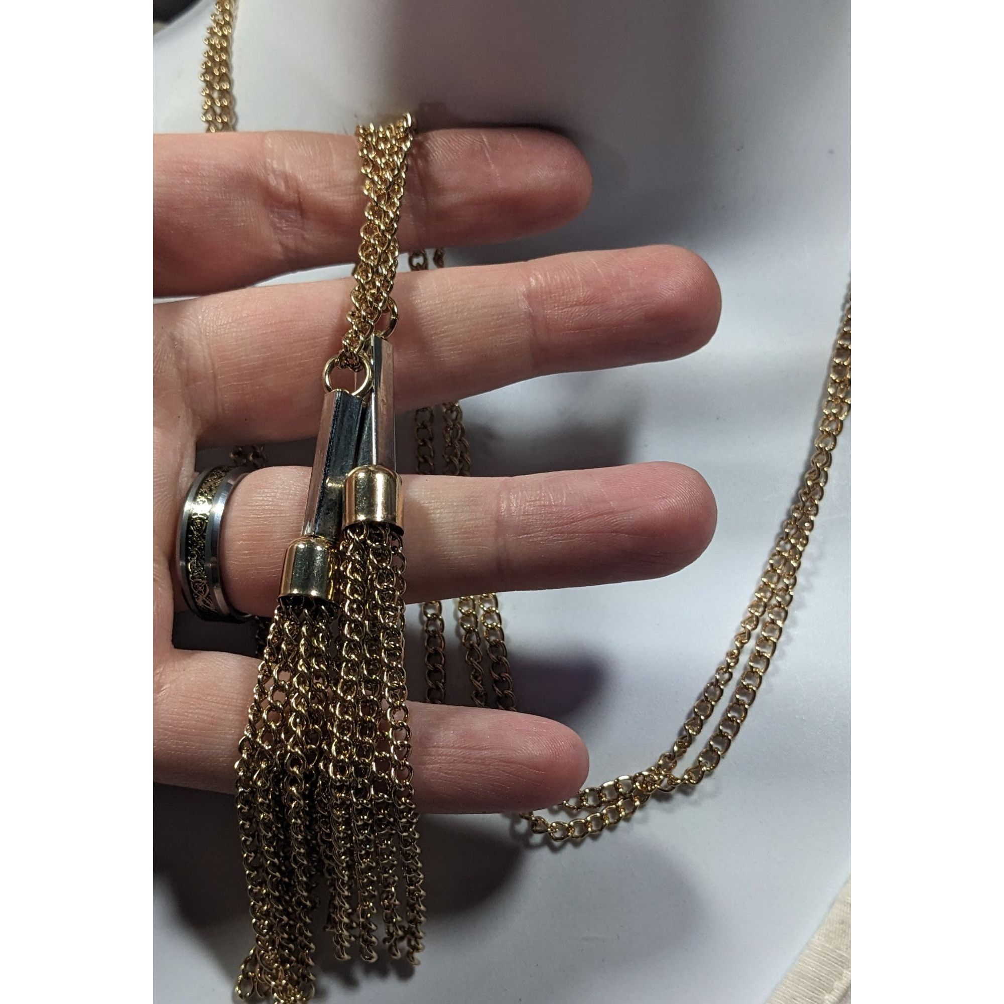 Other Chic Double Chain Tassel Gold Tone Necklace Size ONE SIZE - 3 Thumbnail