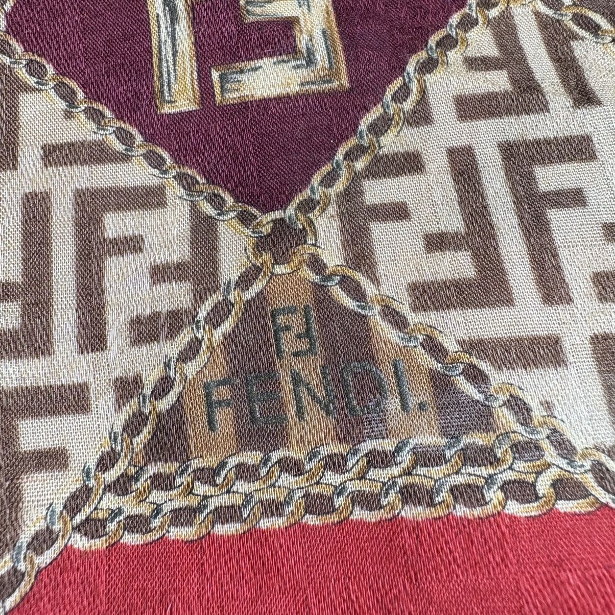Fendi Fendi Monogram FF Logo Handkerchief Silk Scarf Size ONE SIZE - 5 Thumbnail