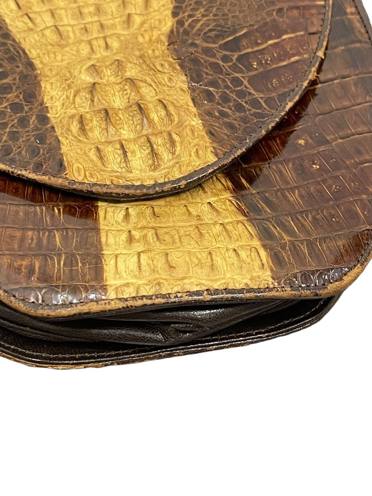 Leather Crocodile Skin Patina Vtg Unknown Japan Cross Body Bag 1🟩1 Size ONE SIZE - 5 Thumbnail