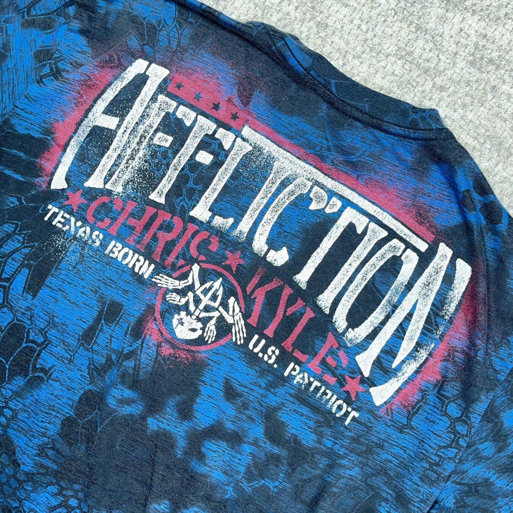 Affliction Affliction Shirt Men Medium Blue Tee Live Fast Chris Kyle MMA Spell Out Tie Dye Graphic Print Size US M / EU 48-50 / 2 - 5 Thumbnail