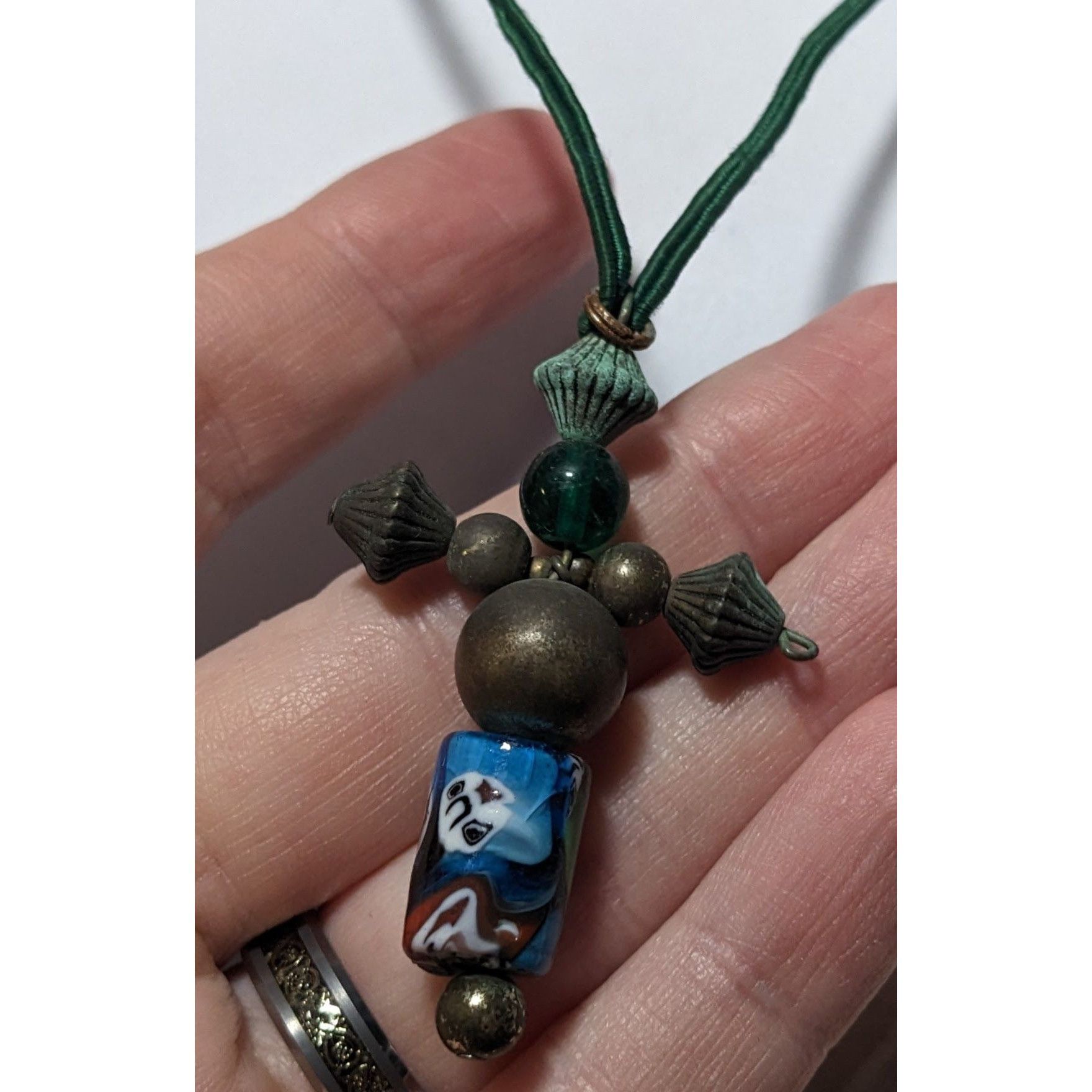 Other Vintage Brass And Glass Beaded Cross Necklace Size ONE SIZE - 9 Thumbnail