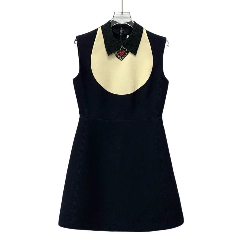 Dior Dior Black lapel love stud bead wool sleeveless dress Size XS / US 0-2 / IT 36-38 - 1 Thumbnail