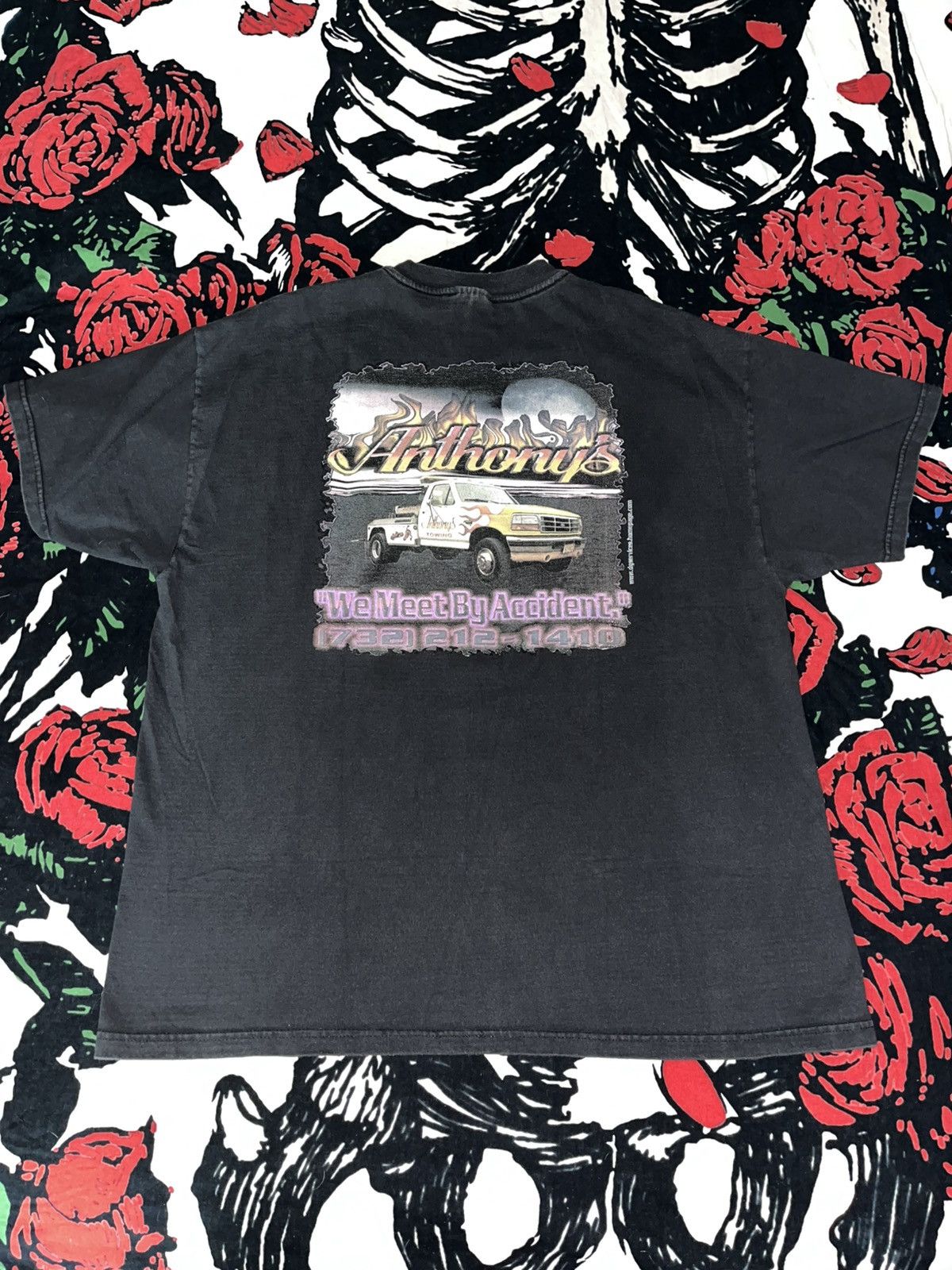 Other Crazy 90’s Faded Thrashed ERD Grunge Skater Flames Truck Tee Size US XL / EU 56 / 4 - 3 Thumbnail