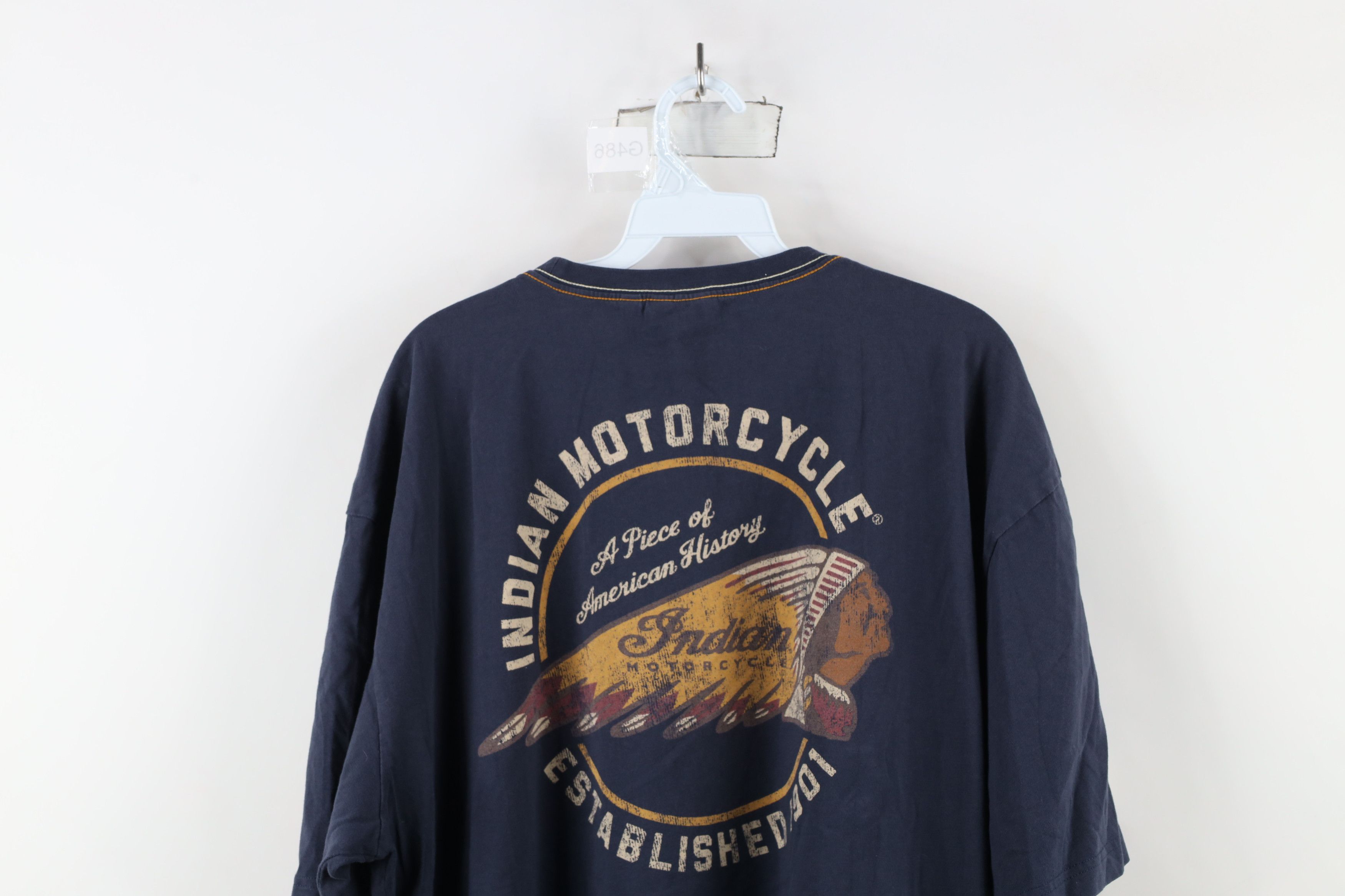 Vintage Vintage Spell Indian Motorcycle Short Sleeve T-Shirt Blue Size US XXL / EU 58 / 5 - 13 Thumbnail