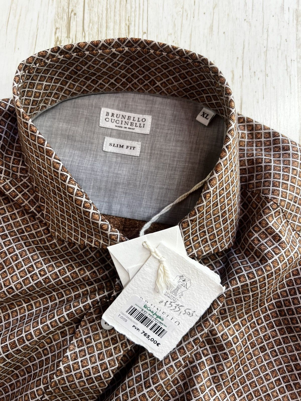 Brunello Cucinelli Brunello Cucinelli Slim Fit Geometric Print Shirt XL Size US XL / EU 56 / 4 - 9 Thumbnail