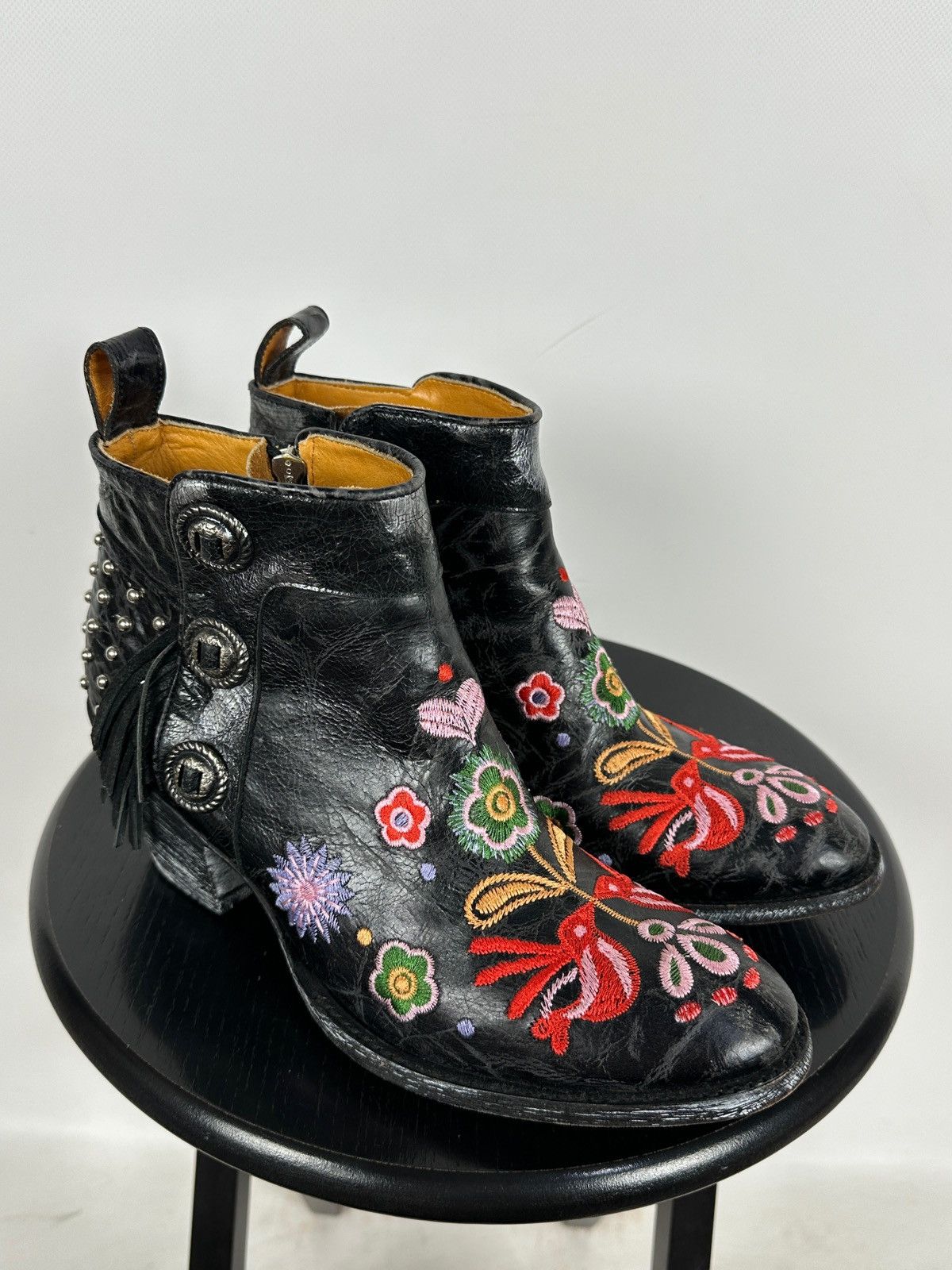 Old Gringo Mexicana Old Gringo Leather Cowboy Floral Ankle Boots Size US 9.5 / IT 39.5 - 1 Thumbnail