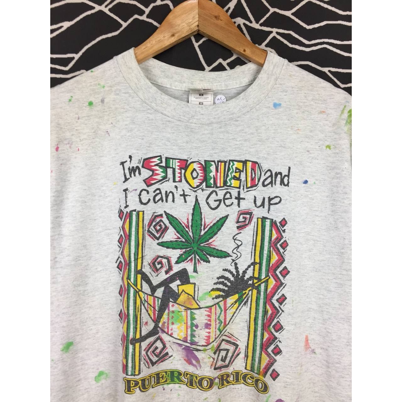 Fruit Of The Loom Vtg 50/50 Puerto Rico I'm Stoned And I'm Can't Get Up Tee Size US M / EU 48-50 / 2 - 3 Thumbnail