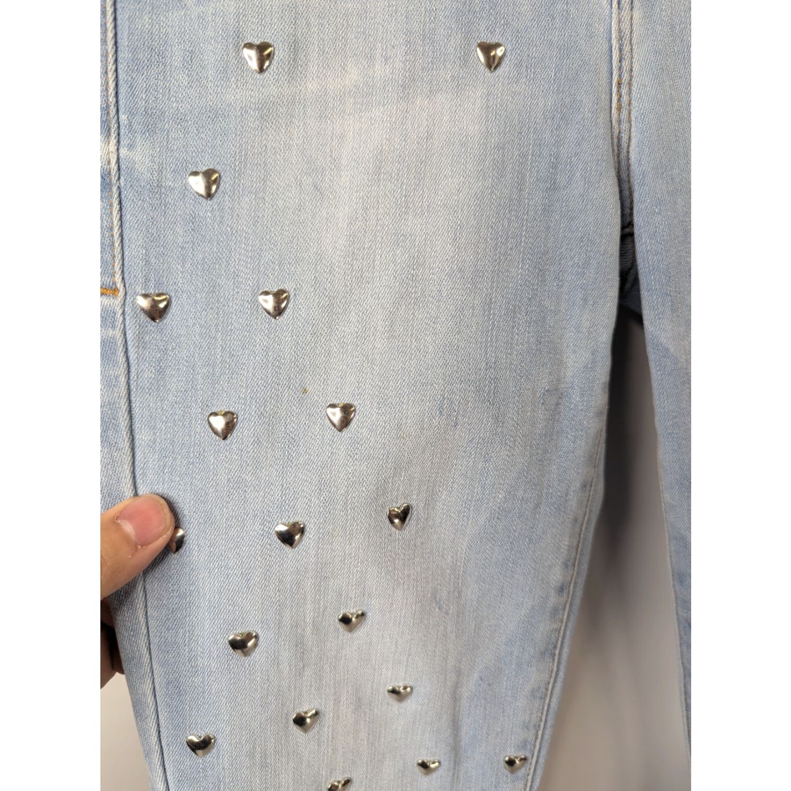 Good American VINTAGE Good American Good Legs Jeans Cropped 4/27 Cropped Jeans Heart Studded Blue GLC899C Womens Skinny Ankle Size 4/27 Size 27" / US 4 / IT 40 - 3 Thumbnail