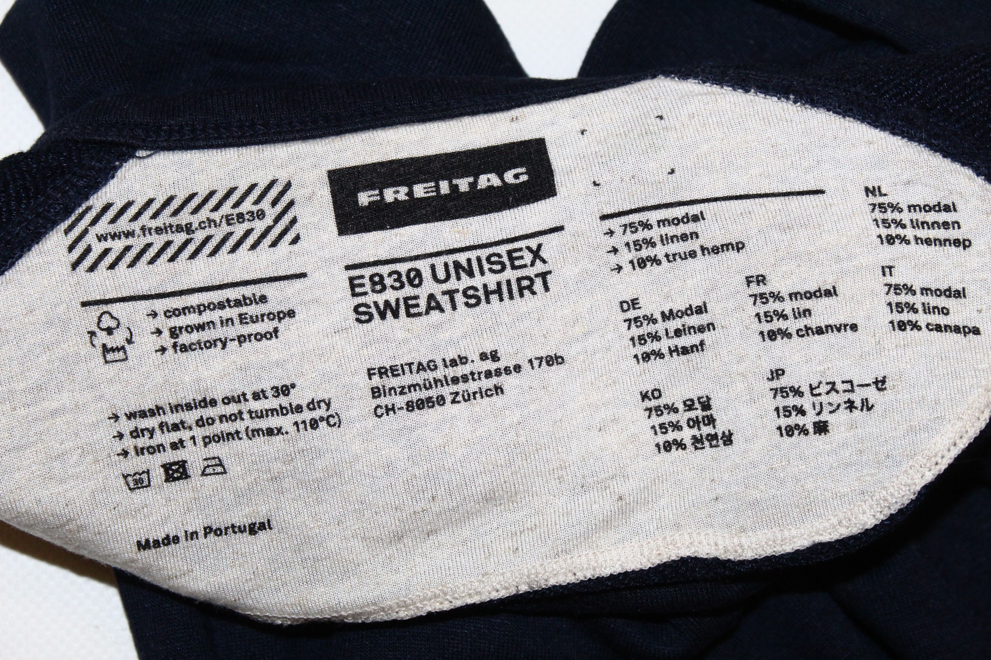 Freitag Freitag E830 Unisex Sweatshirt. Made in Portugal. Size US M / EU 48-50 / 2 - 4 Thumbnail