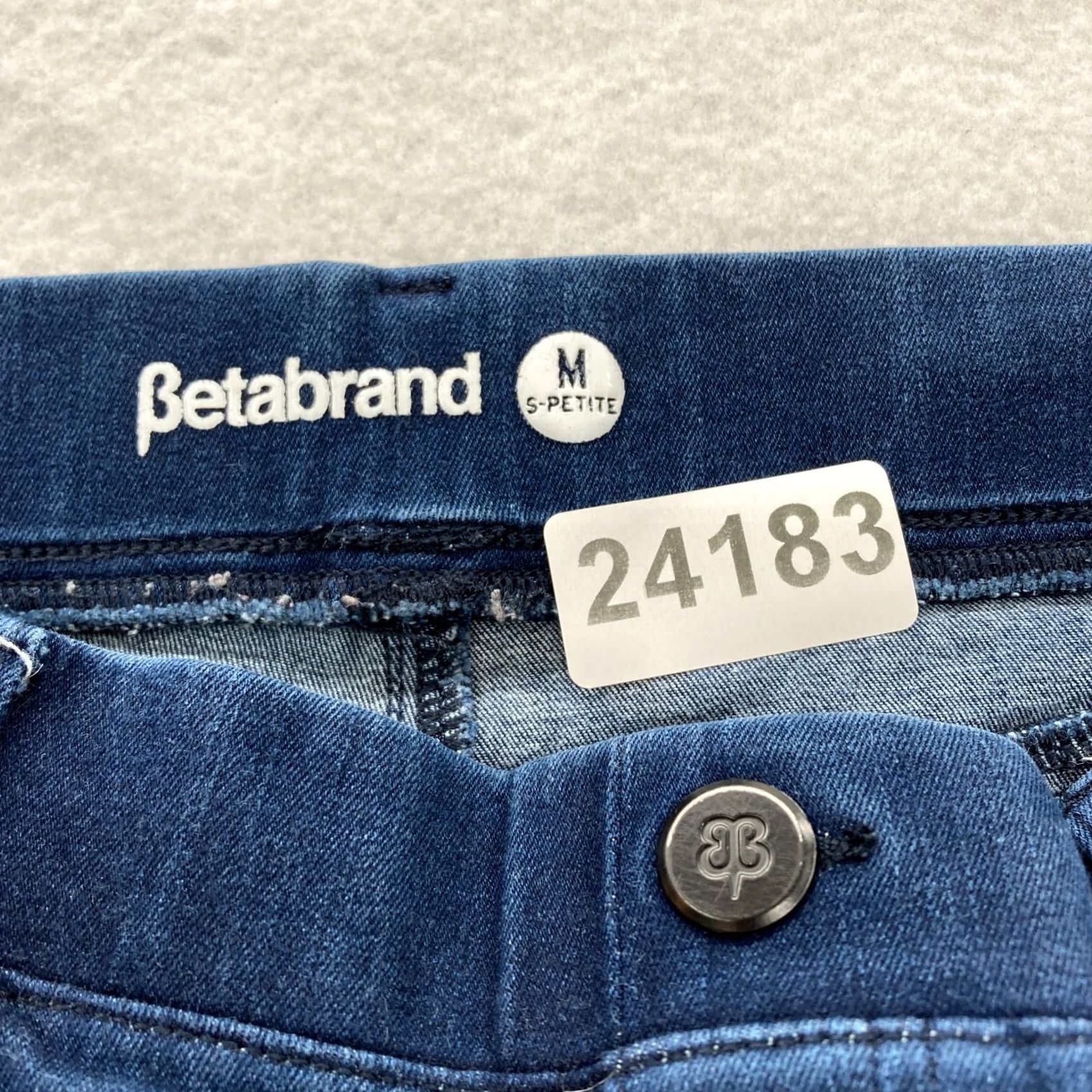 Denime Betabrand Jeans Women's Medium Petite Dark Blue Stretch Denim Pull On Straight Jeans Size 30" / US 8 / IT 44 - 4 Thumbnail