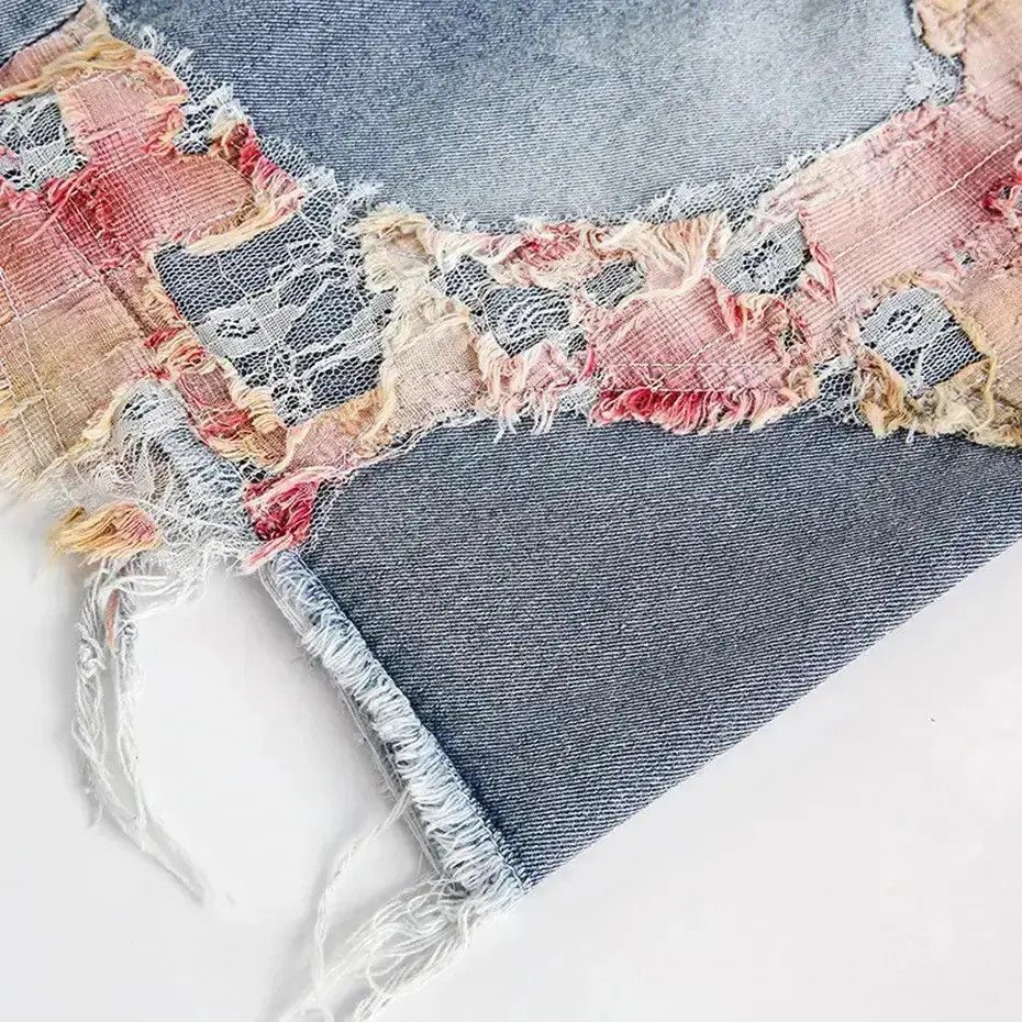 Japanese Brand Torn Lace Faded Shorts Jeans Y2K Vintage Style Stretch Waist Size US 32 / EU 48 - 4 Thumbnail
