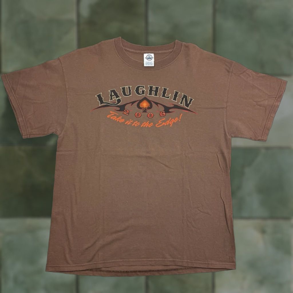 Delta VINTAGE Laughlin Nevada Biker T Shirt Men's L Brown Graphic Print 2006 Motorcycle Punk Grunge USA Band/Theme: Biker Mens L Brown Size US L / EU 52-54 / 3 - 1 Thumbnail