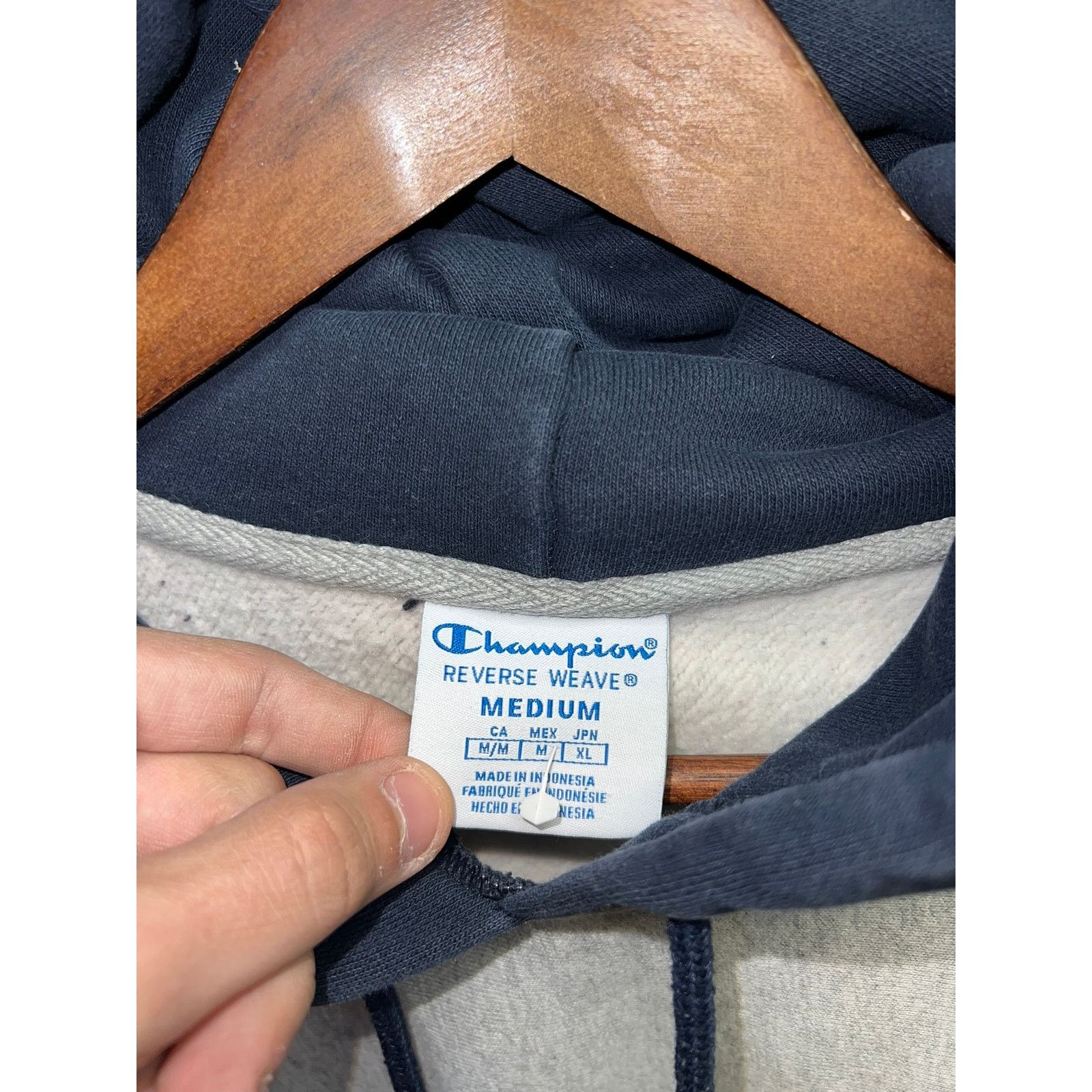 Vintage Champion Reverse Weave Hoodie Gray Blue Missing Logo M Size US M / EU 48-50 / 2 - 6 Thumbnail