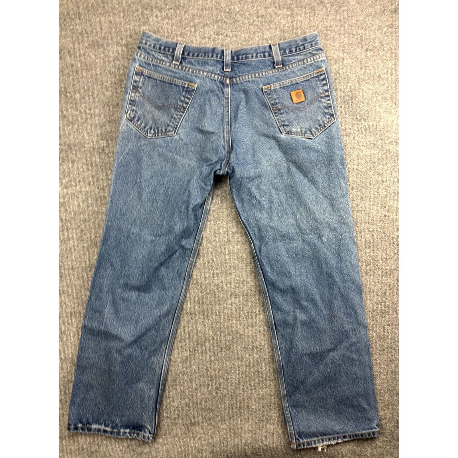 Carhartt Carhartt Jeans Men's 36x28 Blue Denim Relaxed Straight Leg B460DVB 5-Pocket Image-Style American Style Regular Rise Mid-Gray/Blue? Size US 36 / EU 52 - 8 Thumbnail