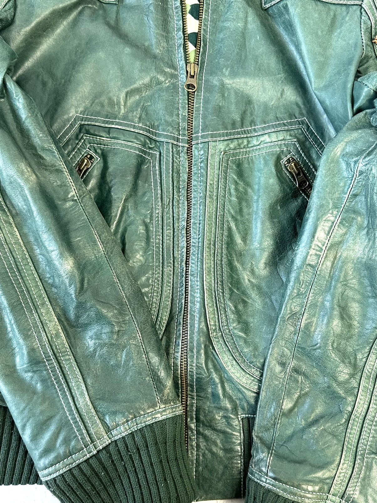 Vintage Vintage Roxy Leather Green Worn Jacket Size M / US 6-8 / IT 42-44 - 7 Thumbnail