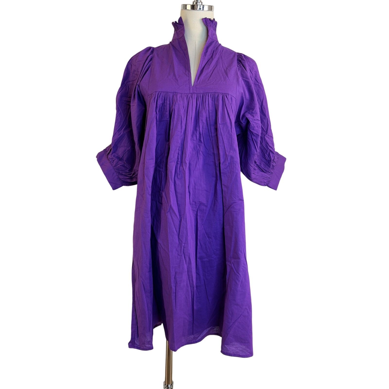 Other Never A Wallflower High Neck Dress Purple Cotton Poplin Mini Size XS / US 0-2 / IT 36-38 - 1 Thumbnail