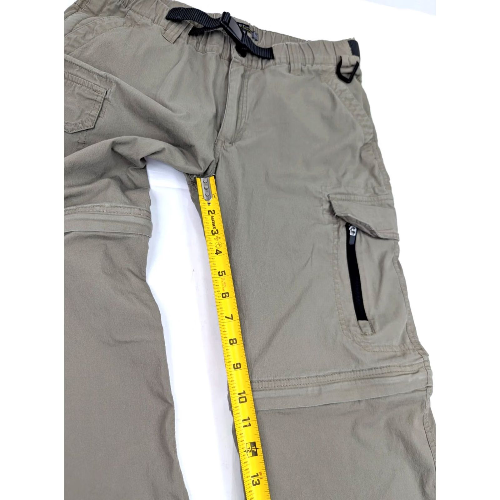 Vintage BC Clothing Convertible Cargo Pants / Shorts, Men 32 Beige Canvas Belted 5-Pocket Cargo Convertible Zip-Off Legs Pants Size US 32 / EU 48 - 5 Thumbnail