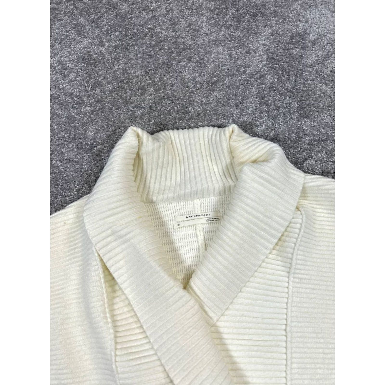 Anthropologie Anthropologie Sweater Womens XS Ivory Knit Open Front Cardigan Size XS / US 0-2 / IT 36-38 - 2 Thumbnail