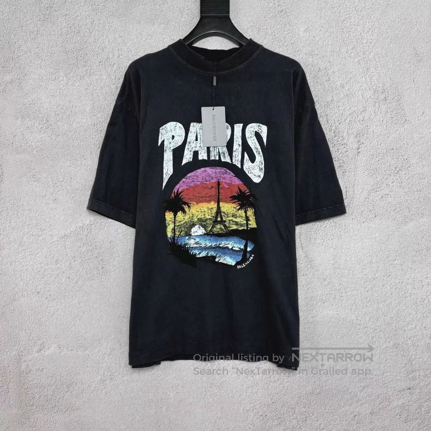 Balenciaga Black Paris Eiffel Tower Graphic Short Sleeve Shirt. Size US M / EU 48-50 / 2 - 1 Thumbnail