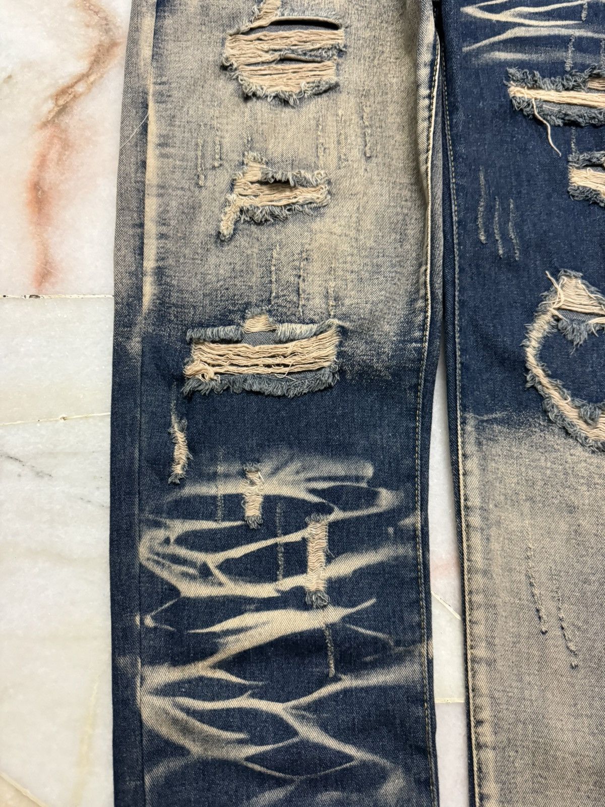 Kapital 💥RARE💥SICK JAPANESE 2 TONE COLOR DISTRESSED RIPPED JEANS Size US 34 / EU 50 - 6 Thumbnail