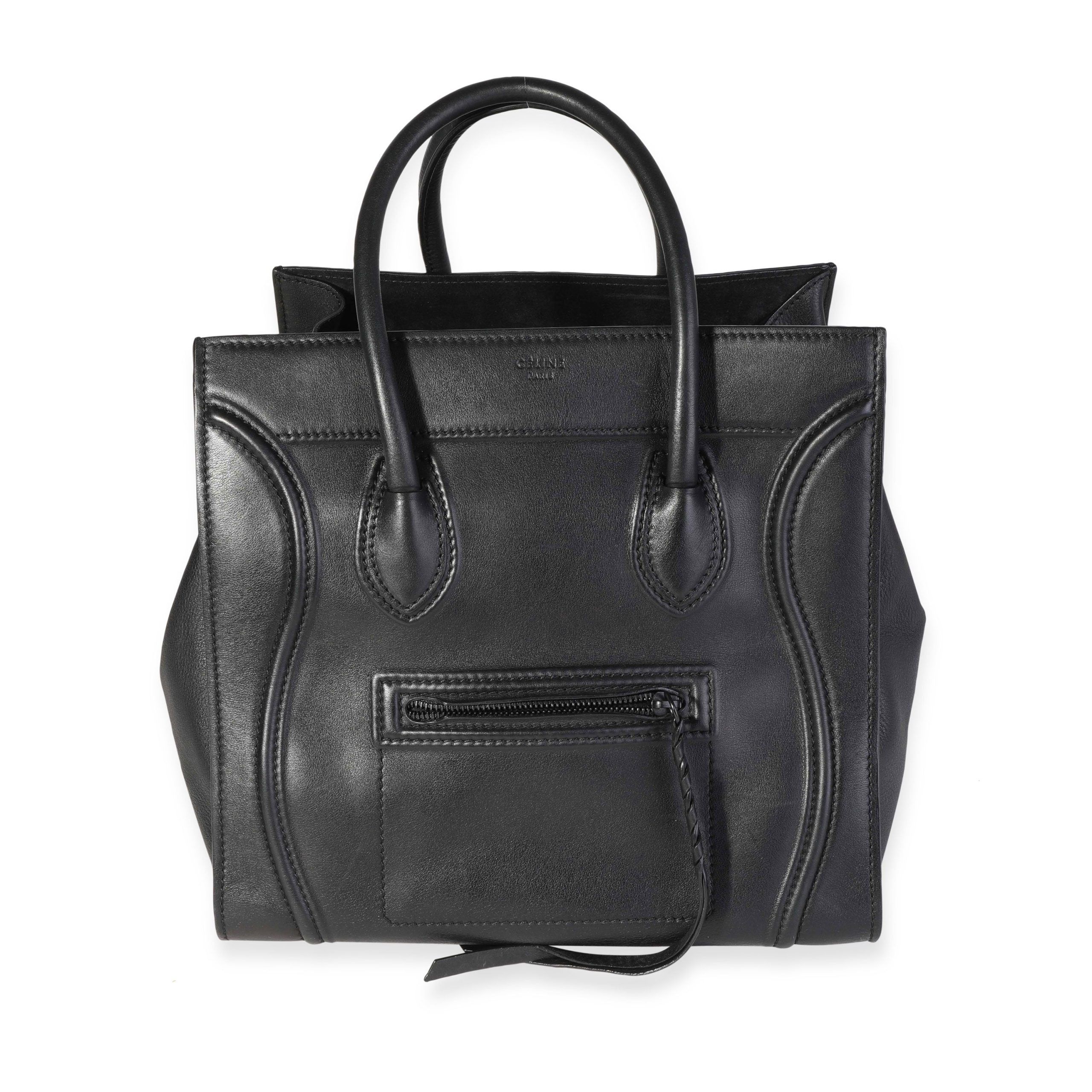 image of Celine Black Smooth Calfskin Phantom Luggage Tote, Women's