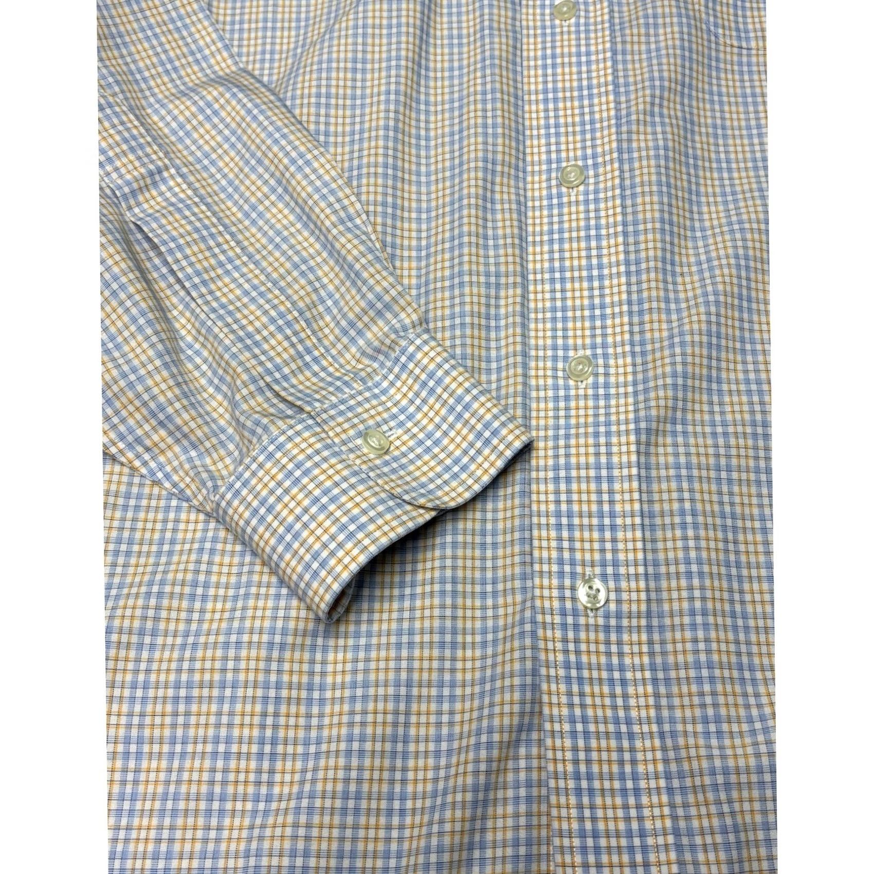 Brooks Brothers Brooks Brothers Madison Dress Shirt Mens 16.5 Blue Yellow Supima Cotton Check Size 46R - 3 Thumbnail